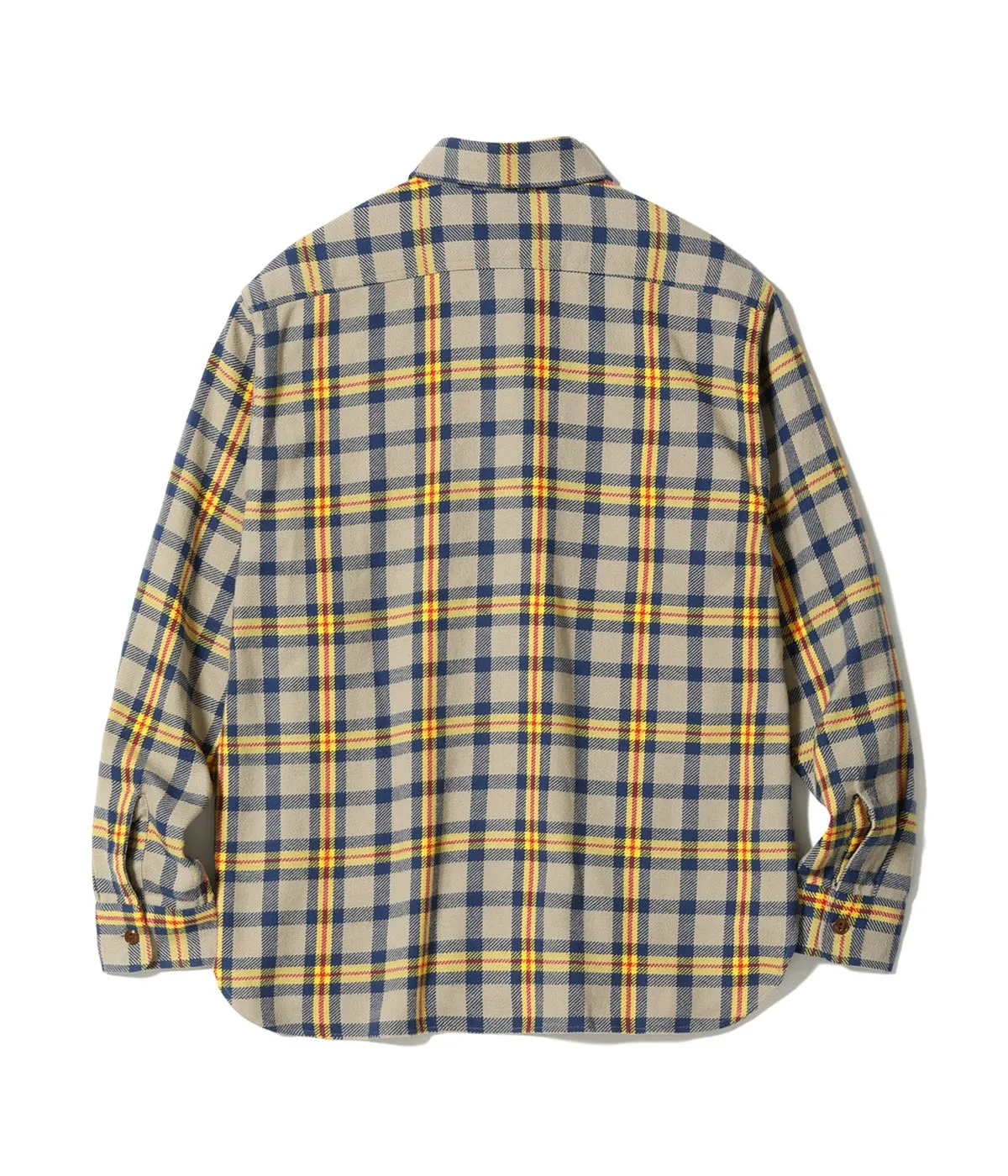 Sugar Cane, Twill Check Work Shirt, Beige