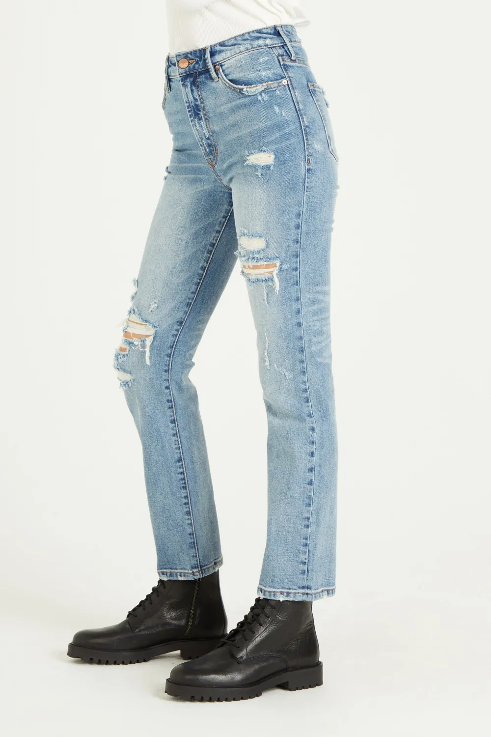 SUPER HIGH-RISE FRANKIE JEANS | DISTRESSED BLUE