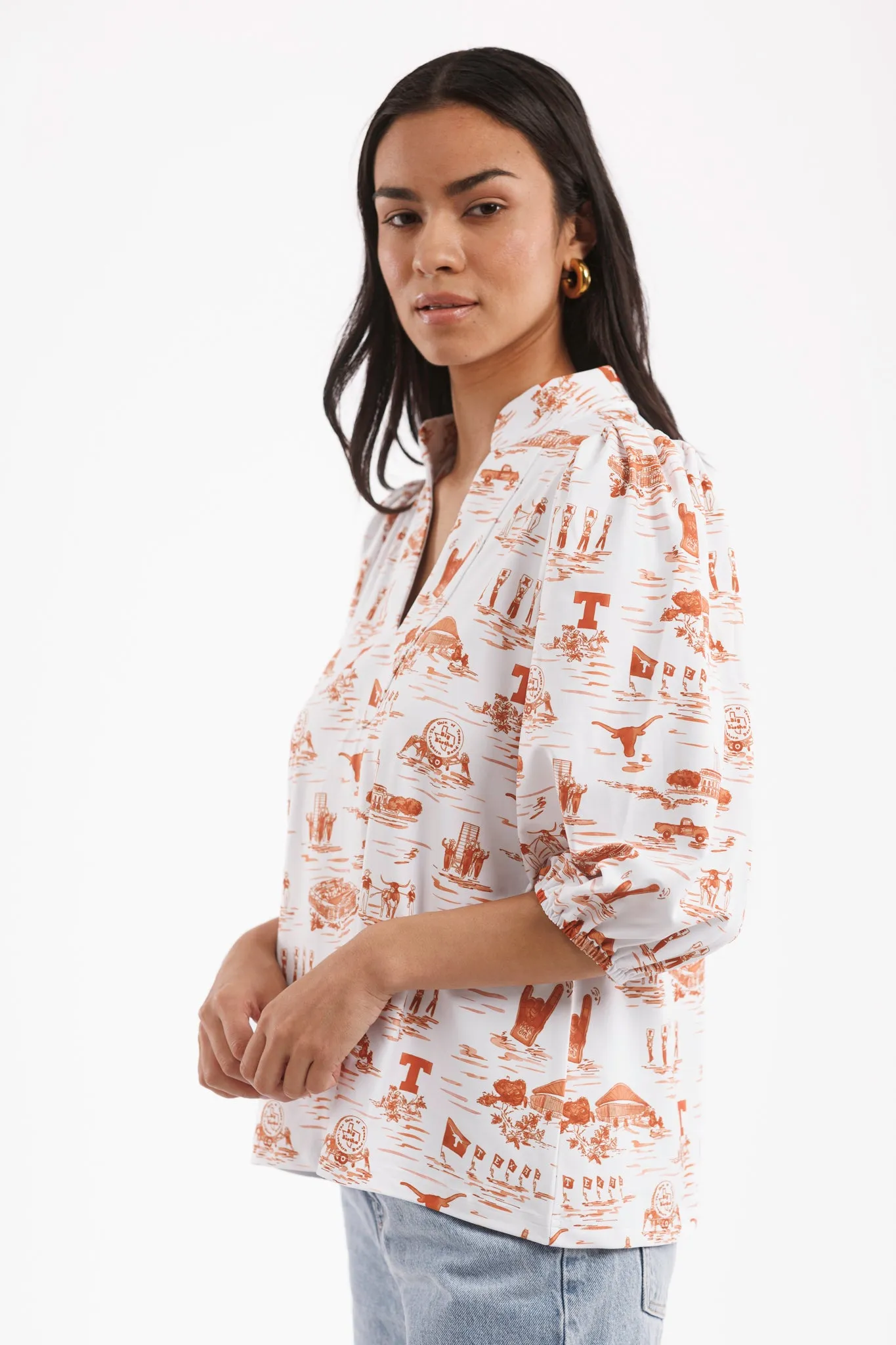 Tailgate Collection Eliza Top - Texas Gameday Toile