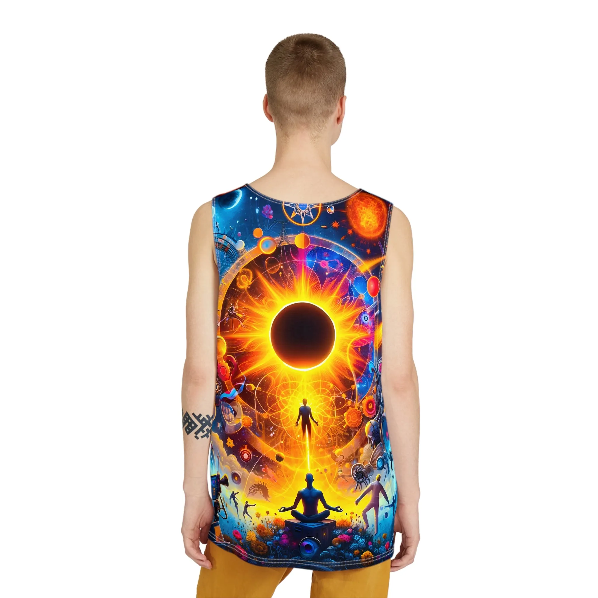 Texas Eclipse 2024 Psychedelic T-shirt Tank Top by Meta Zen - Festival Rave Street Wear