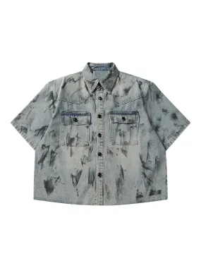 Thesupermade American Street Style Washed Denim Shirt