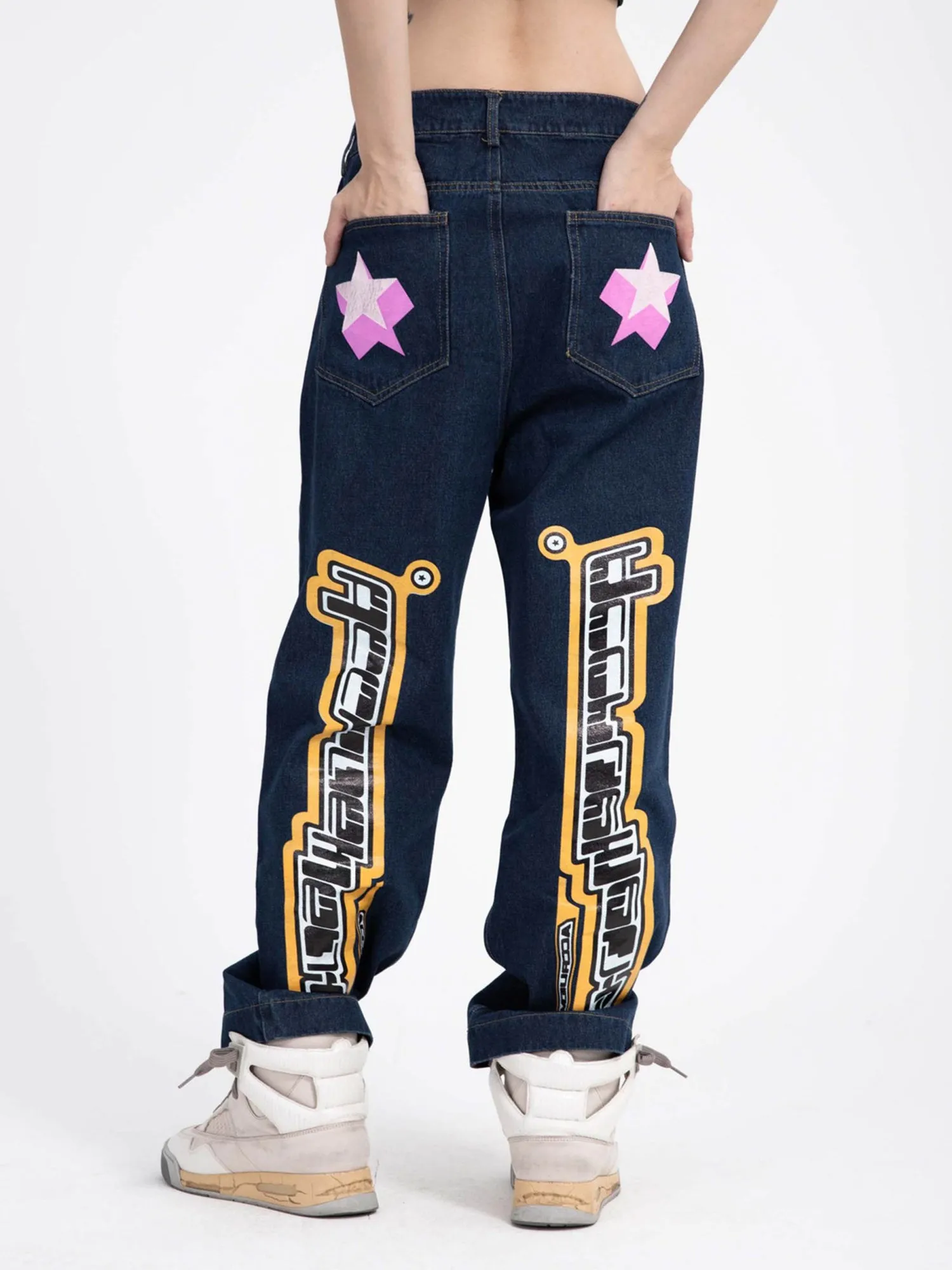 Thesupermade Star Letter Print Jeans - 1594