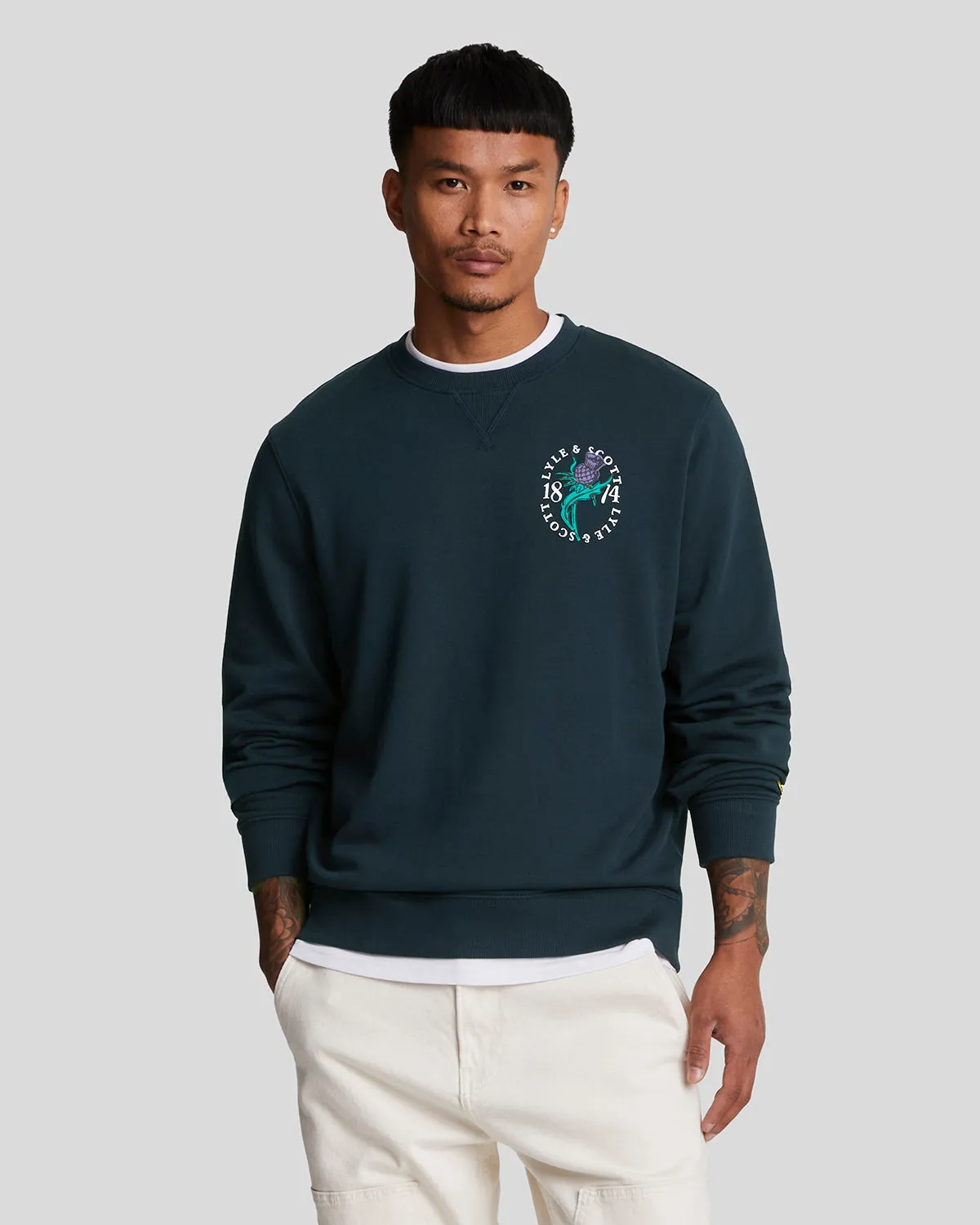 Thistle Flora Printed Crew Neck Sweatshirt