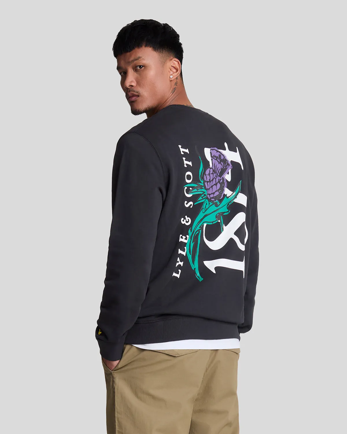 Thistle Flora Printed Crew Neck Sweatshirt