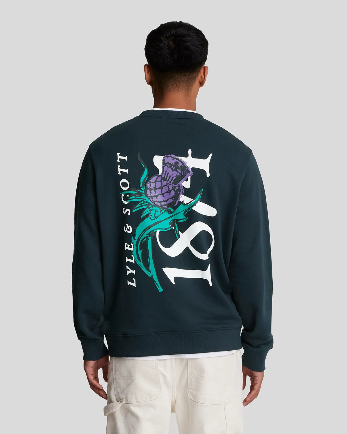 Thistle Flora Printed Crew Neck Sweatshirt