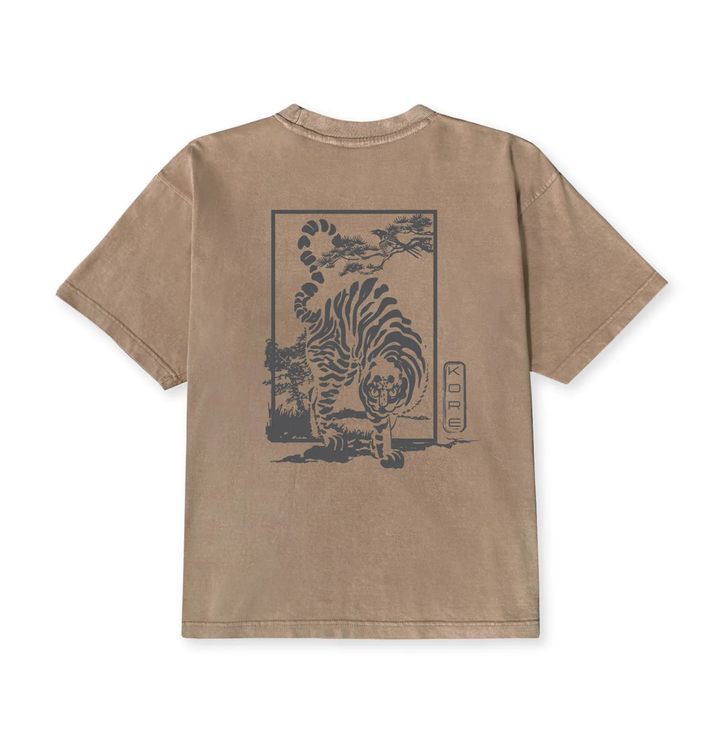 TIGER & MAGPIE TEE (WASHED KHAKI)