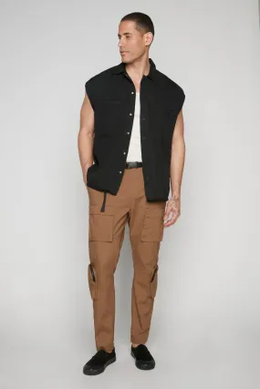 TRAVIS - Utility Cargo Stretch Poplin Pants with Adjustable Hem - Tobacco