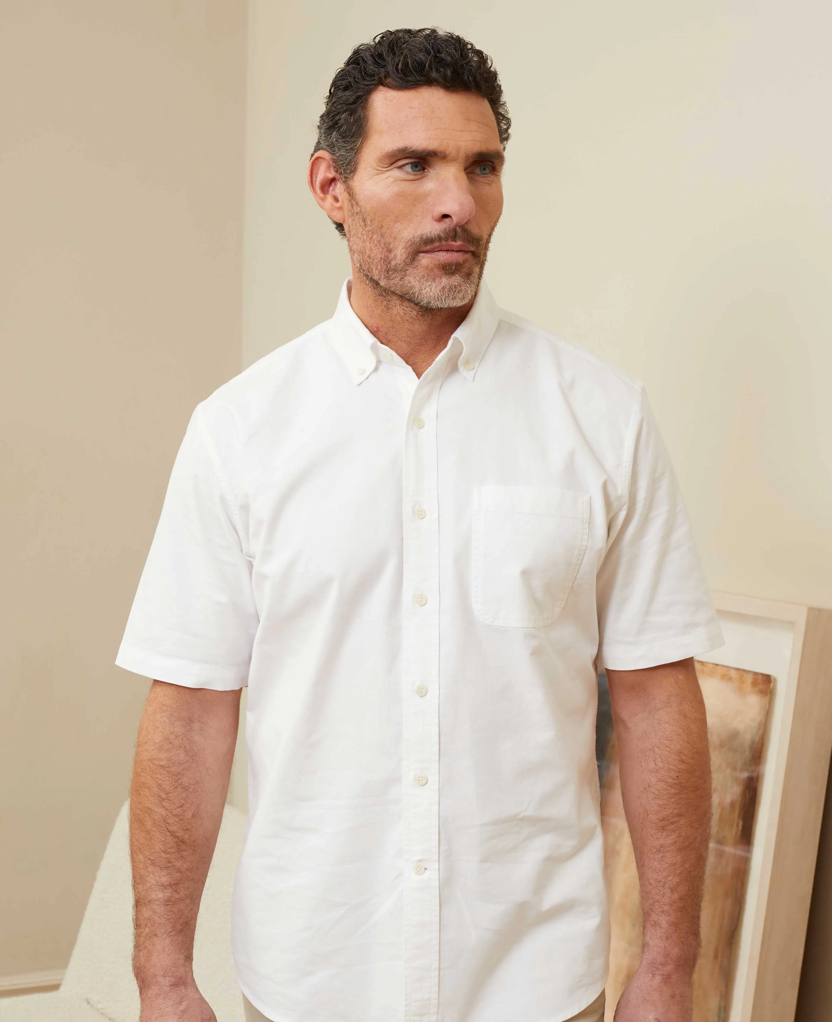 White Classic Fit Short Sleeve Oxford Shirt