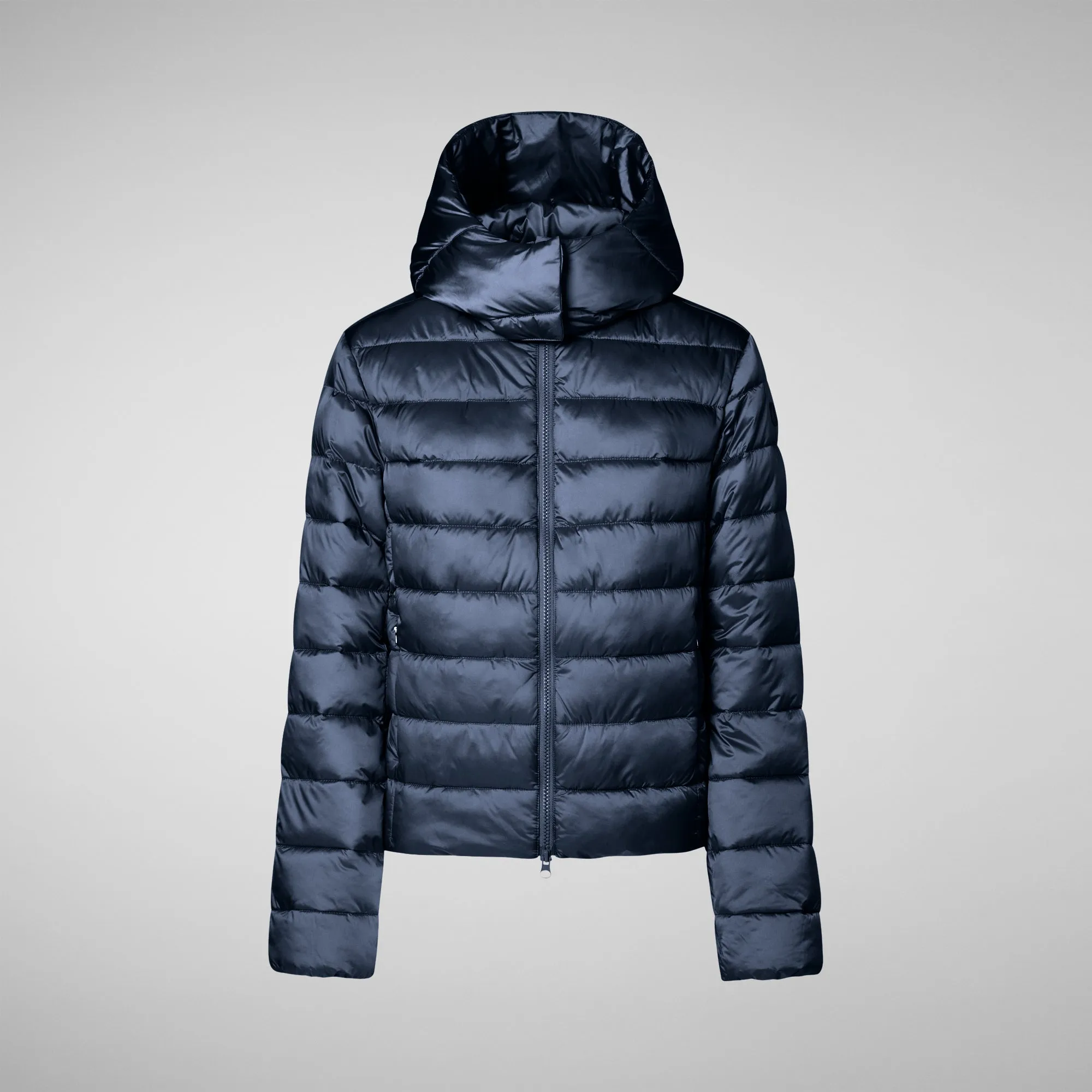 Woman's animal free hooded puffer jacket Liana in night blue