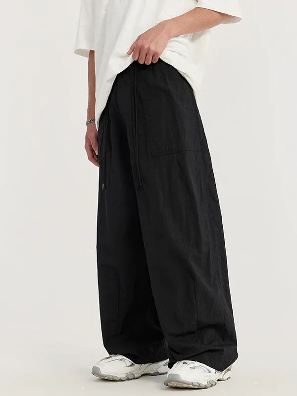 Wrinkled Baggy Pants in Black Color